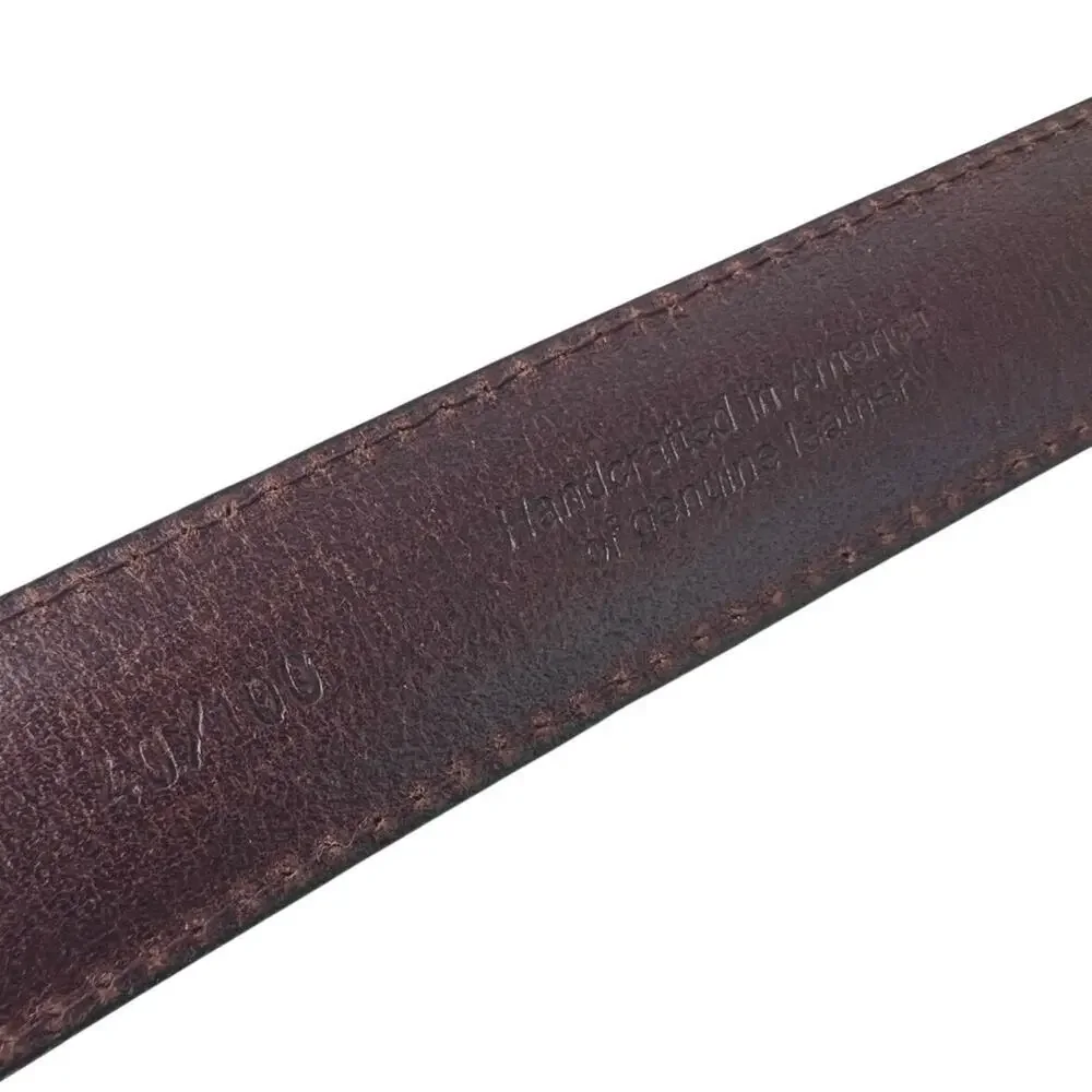 Genuine Leather Dress Belt Solid Brass Buckle Brown Classic Casual Men's 38W